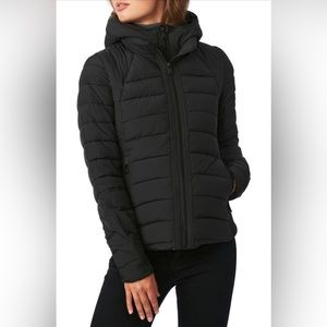 Bernardo Hooded Quilted Water Repellent Jacket Small Black